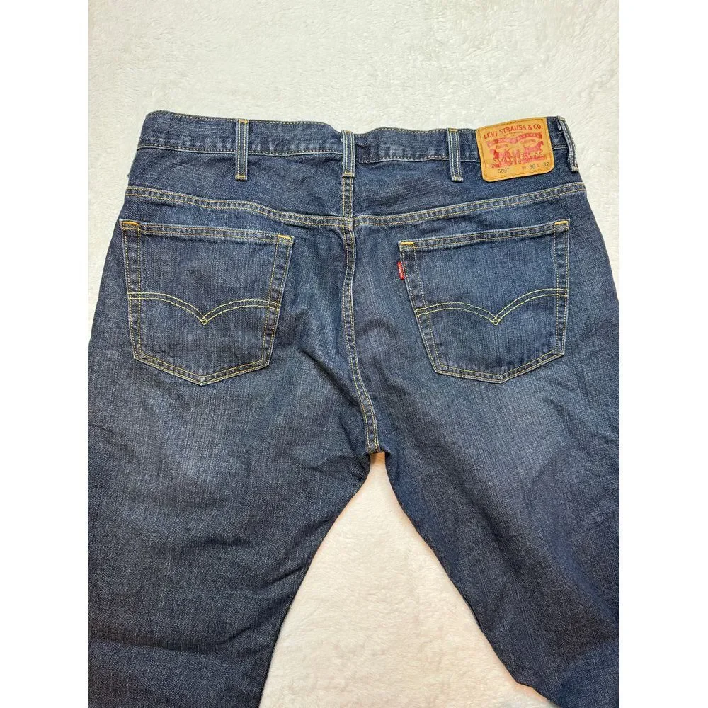 Levi's 569 Men's Loose Straight Leg Dark Wash Jeans Casual‎ Comfort Fit 38 x 32
